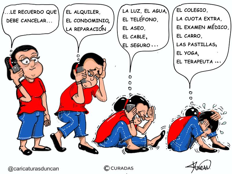 Llegó fin de mes. Caricatura de Duncan