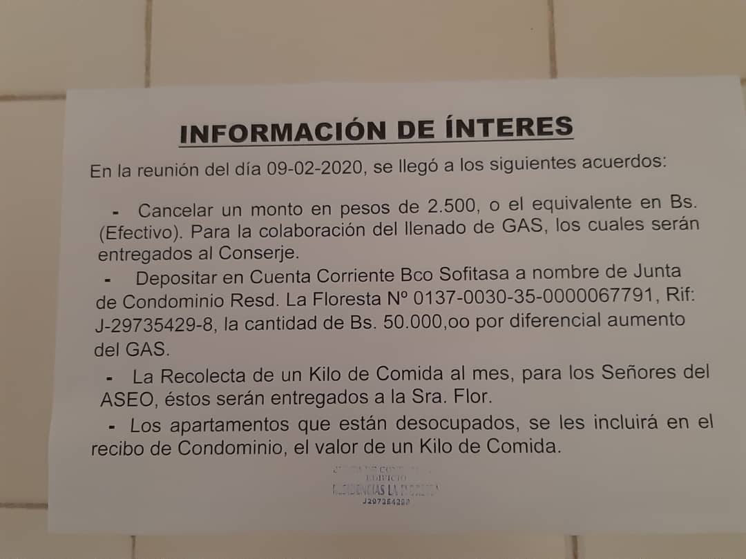 Táchira propinas pesos alimentos