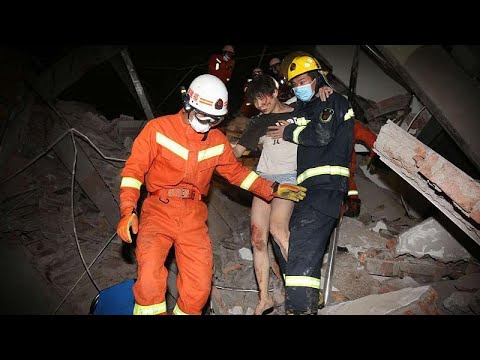 China: Se derrumba un hotel usado para cuarentena por el coronavirus