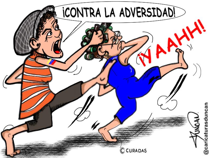 ¡Contra la adversidad! Caricatura de Duncan