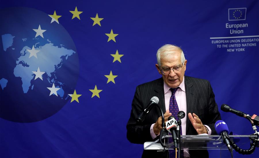 Josep Borrell, en una comparecencia en Nueva York, el pasado lunes. EFE/EPA/JASON SZENES