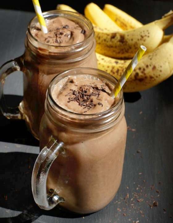 Merengada de cacao, cambur y coco