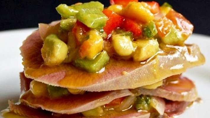 Lengua en vinagreta de mostaza