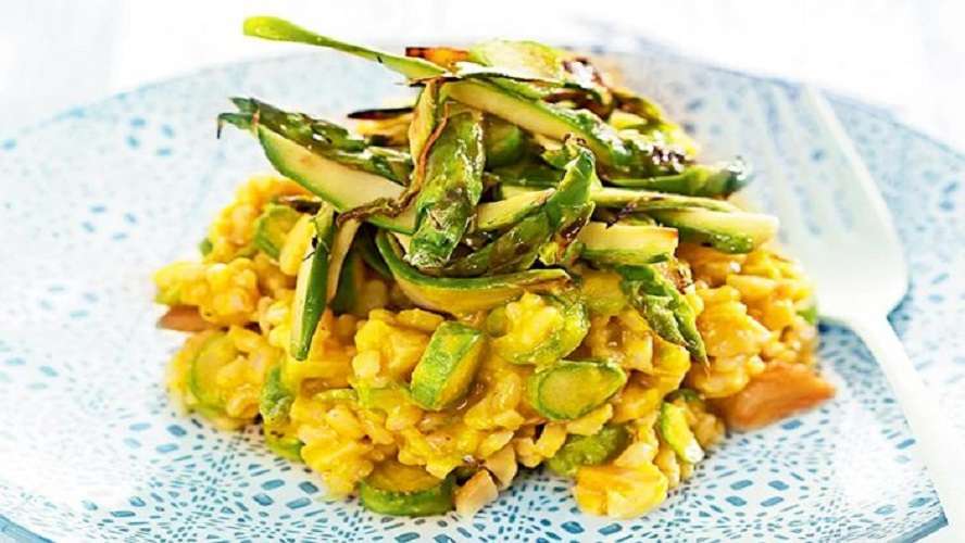 Risotto de auyama y espárragos