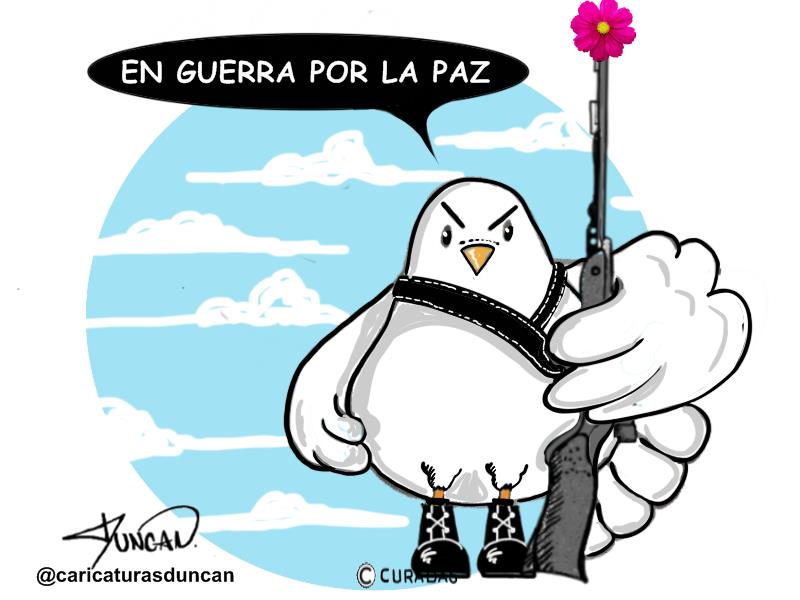En guerra pero por la paz - Caricatura de Duncan