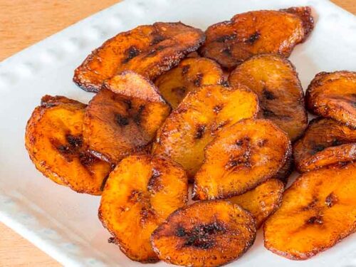 Cerda Pepiada plátano maduro tajadas fritas