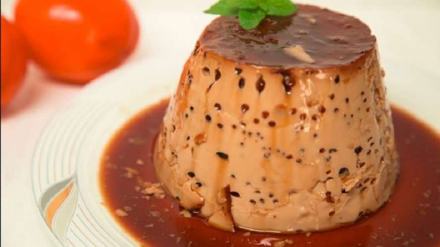 Flan de crema de chocolate con avellana