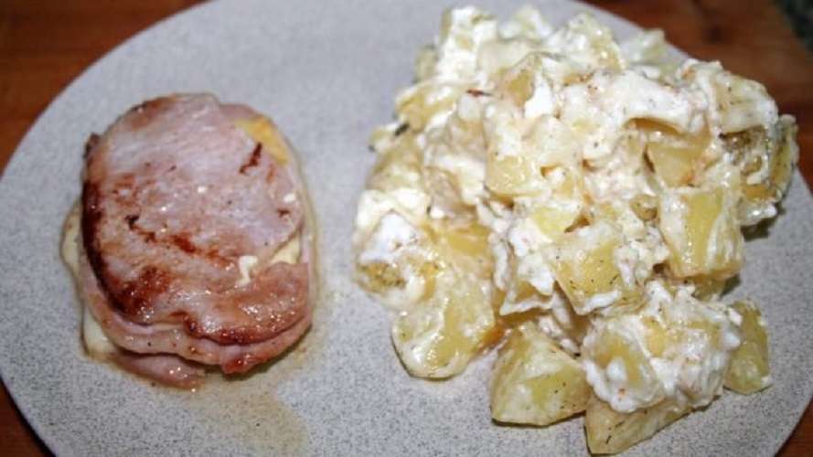 Milhojas de lomo de cerdo con queso