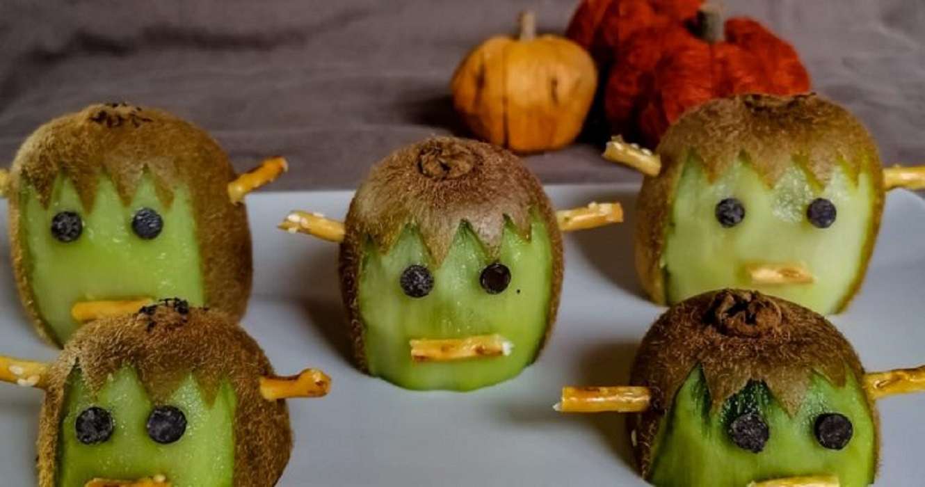 Frankenstein hecho con kiwi: el postre ideal para Halloween
