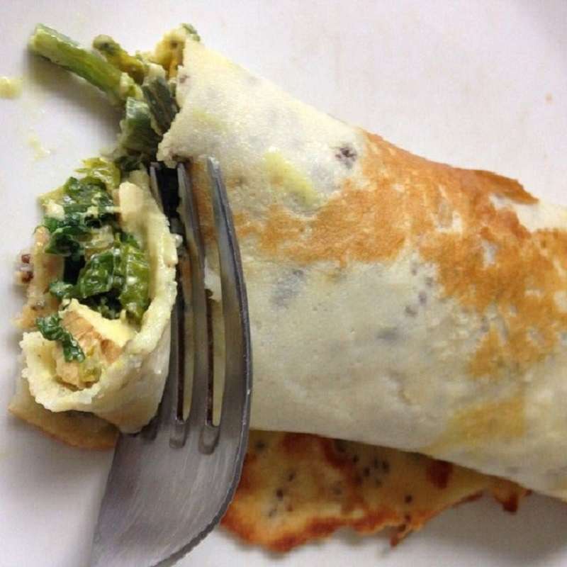 Tacos con crema de espinaca