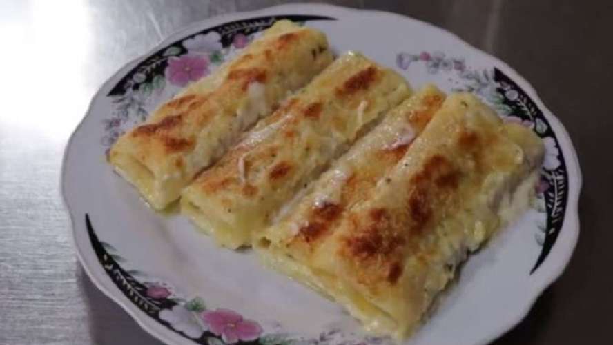 Canelones de queso con jamón
