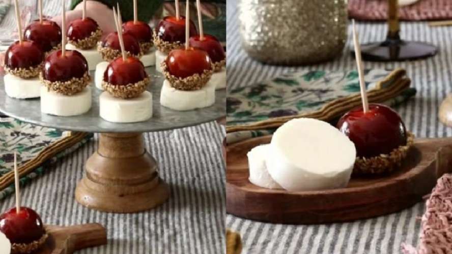 Canapés navideños con queso de cabra