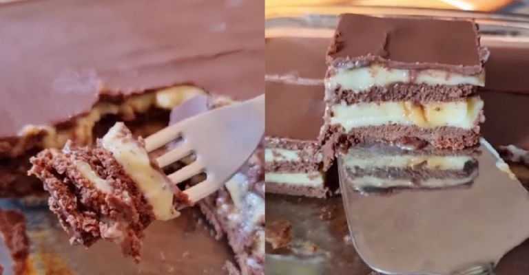 Pastel cremoso con galletas de chocolate