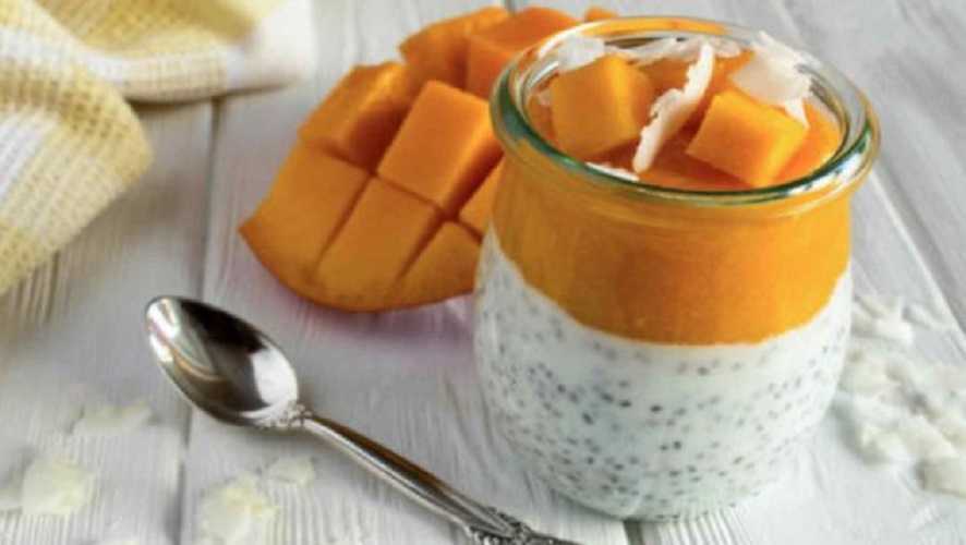 Pudin de mango con semillas de chía