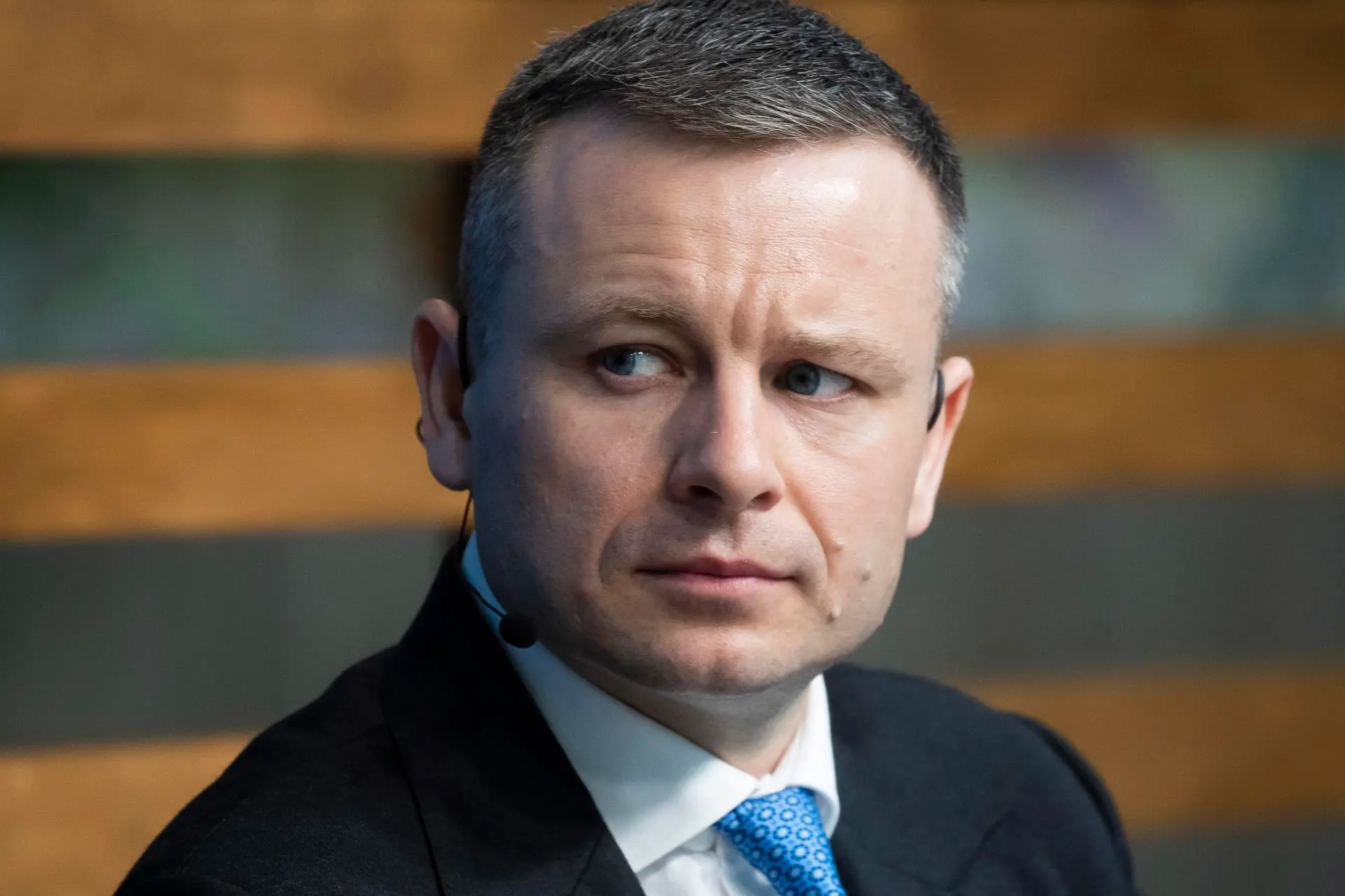 El ministro ucraniano de Finanzas, Sergii Marchenko, habla en una reunión del Banco Mundial y el Fondo Monetario Internacional, este 12 de abril de 2023, en Washington. EFE/Michael Reynolds