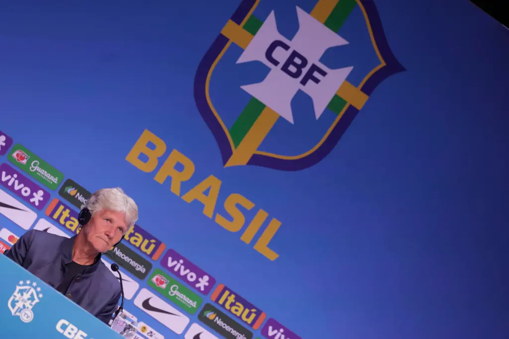 La seleccionadora de Brasil, la sueca Pia Sundhage, asiste a una rueda de prensa, en Río de Janeiro (Brasil). EFE/Antonio Lacerda