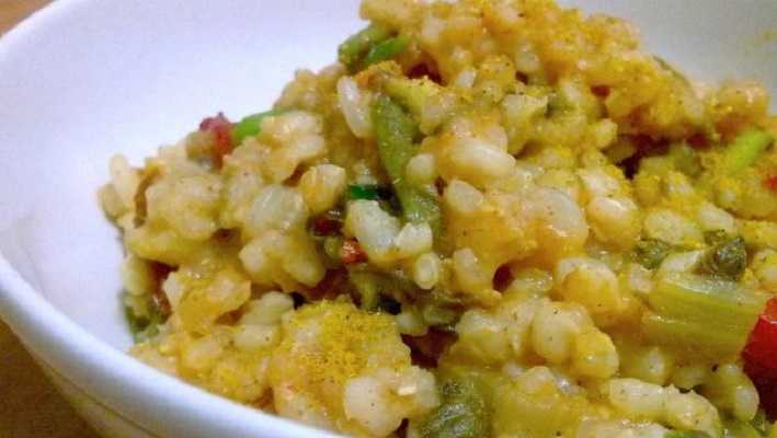 Risotto de limón con guisantes