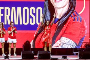 La jugadora de la selección española femenina de fútbol Jennifer Hermoso, nueva campeona del Mundo. EFE/Rodrigo Jiménez