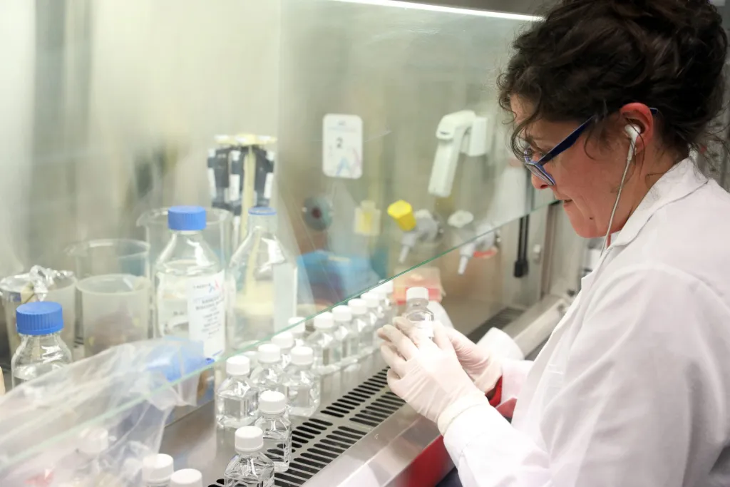 Una investigadora trabaja en el Centro de Investigación del Cáncer (CIC) en Salamanca. EFE/Carlos García/ Archivo