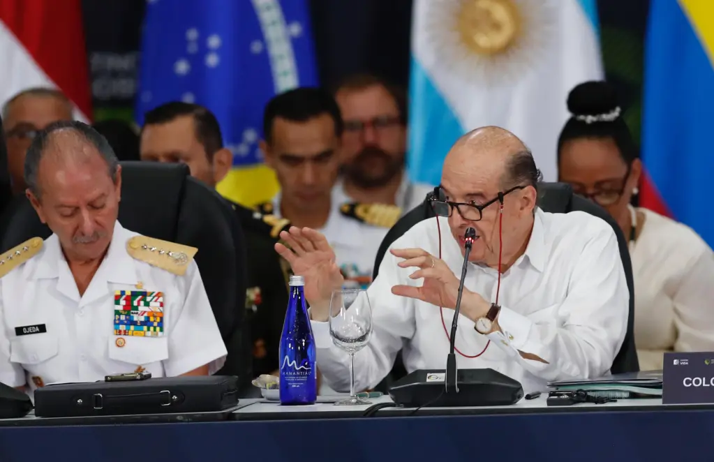 El canciller colombiano Álvaro Leyva Durán habla este 9 de septiembre de 2023 durante la Conferencia Latinoamericana y del Caribe sobre Drogas, en Cali (Colombia). EFE/ Ernesto Guzmán