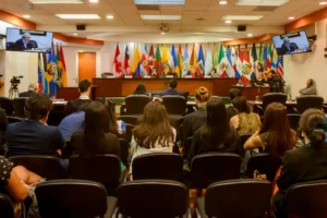 Fotografía general de una audiencia de la Corte Interamericana de Derechos Humanos (CorteIDH), el 5 de febrero del 2023, en San José (Costa Rica). EFE/ Alexander Otarola