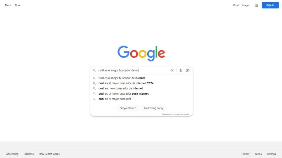 Captura de la página del buscador de Google que de tanto uso alrededor del mundo ya se ha convertido en un verbo, 'googlear', en español. EFE/Google