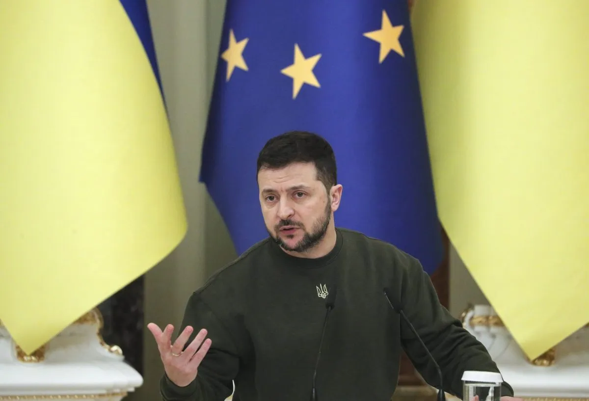 El presidente de Ucrania, Volodymyr Zelensky, en una conferencia de prensa en Kiev, en una imagen de archivo. EFE/Sergey Dolzhenko