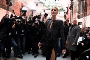 Fotografía de archivo de la cantante canadiense Celine Dion (d) al asistir al desfile al desfile de la colección primavera-verano 2019 del diseñador francés Alexandre Vauthier en la Semana de la Moda de Alta Costura de París (Francia). EFE/Etienne Laurent