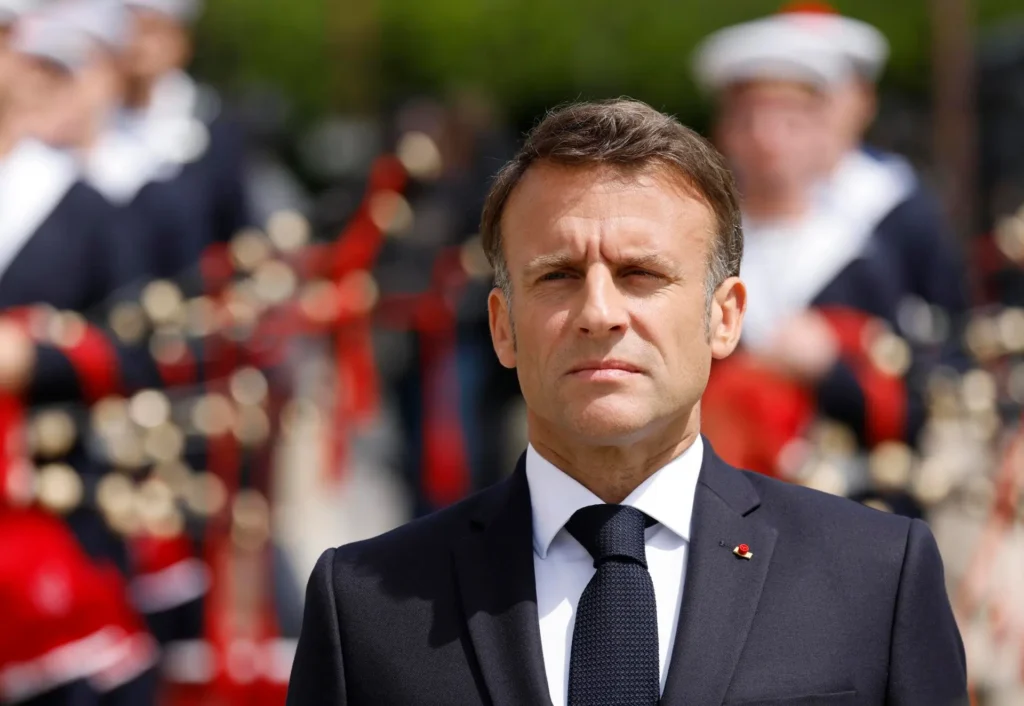 El presidente francés, Emmanuel Macron, en un acto este sábado. EFE/EPA/Ludovic Marin