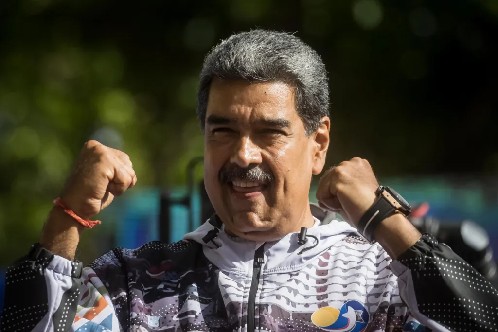 El presidente de Venezuela y candidato a la reelección, Nicolás Maduro, participa en un acto de campaña, el 16 de julio de 2024, en Caracas (Venezuela). EFE/ Miguel Gutiérrez