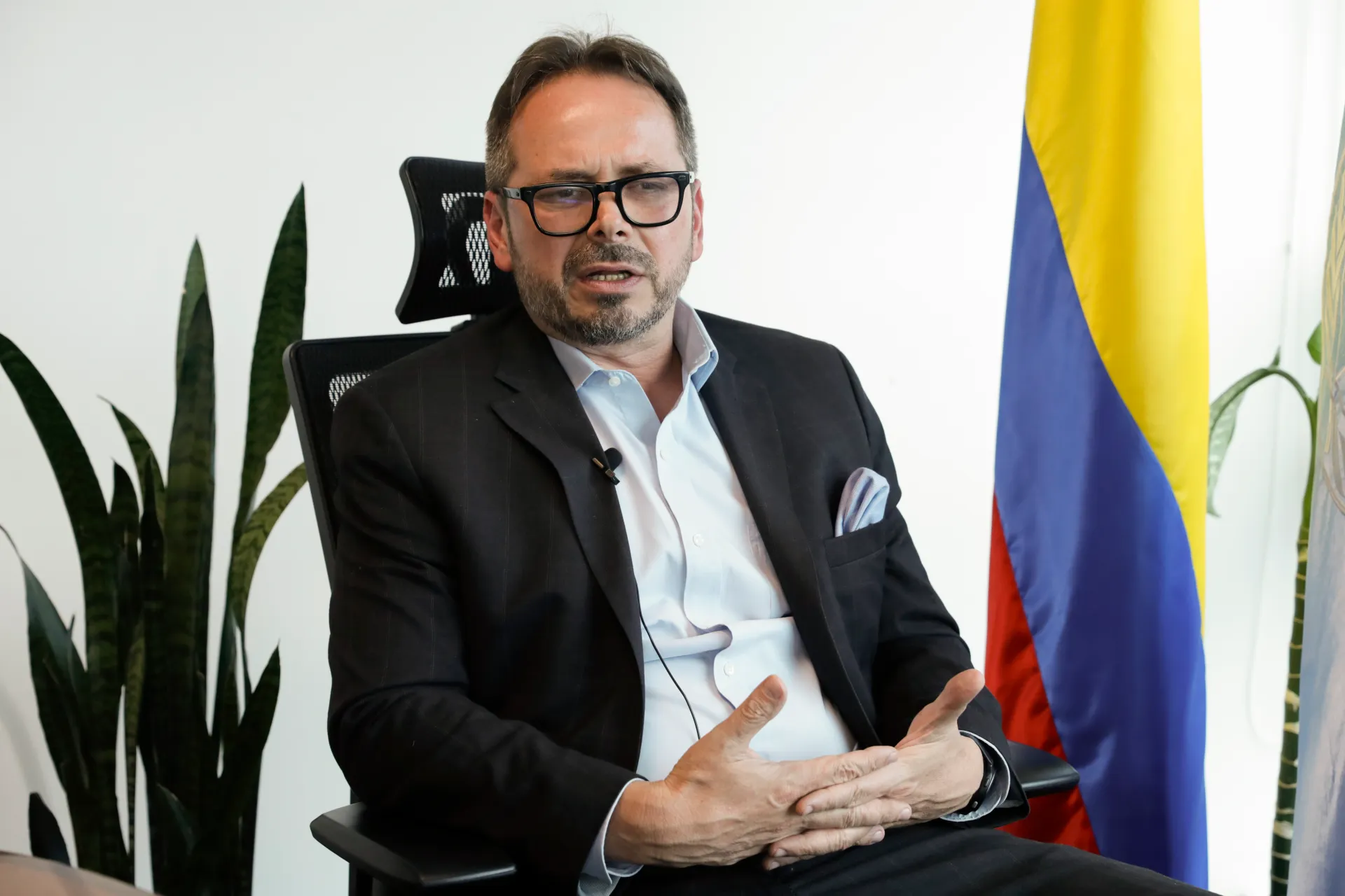 El jefe de la ONU en Colombia, Carlos Ruiz Massieu, habla durante entrevista con EFE el 16 de julio de 2024 en Bogotá (Colombia). EFE/ Carlos Ortega
