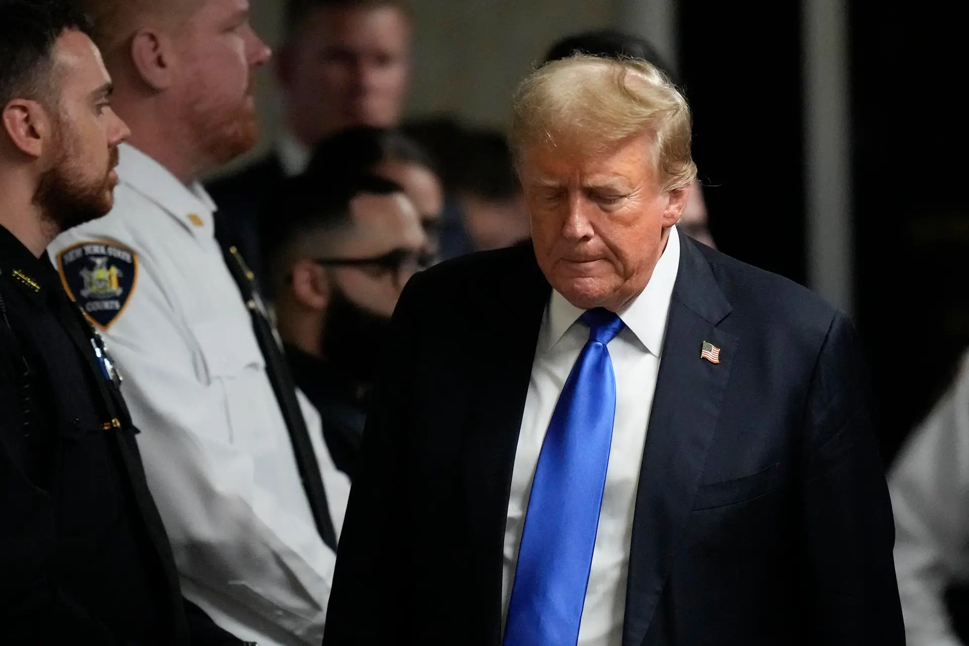 Donald Trump en el juzgado en la Corte Suprema del Estado de Nueva York. EFE/EPA/Justin Lane/Pool