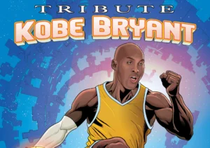 Imagen cedida por TidalWave Productions donde se muestra la portada del cómic dedicado a la estrella de baloncesto Kobe Bryant para la serie 'Tribute', que estará disponible a partir del miércoles 28 de agosto de 2024 en varias plataformas en formato digital e impreso. EFE/TidalWave Productions