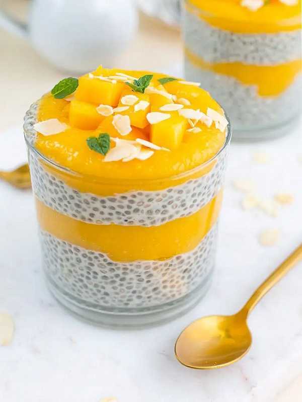 Pudin de chía con leche de coco y mango: así se prepara