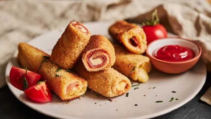 Rollitos de avena rellenos de jamón y queso