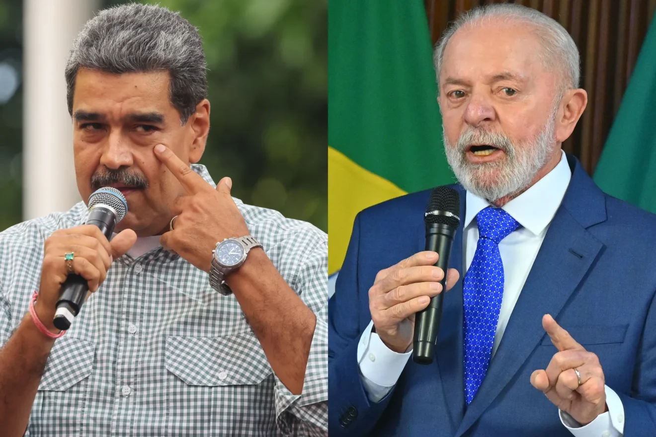 Combo de fotografías donde se observa al presidente de Venezuela, Nicolas Maduro (i) y al presidente de Brasil, Luiz Inácio Lula da Silva. EFE/Miguel Gutierrez / André Borges