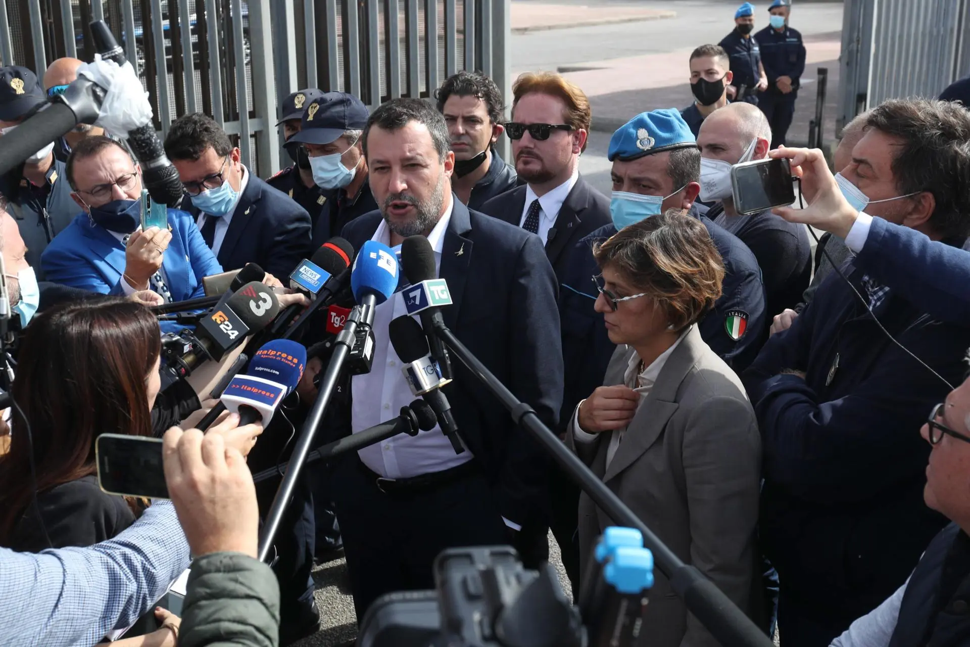 Matteo Salvini después de una audiencia sobre el juicio de Open Arms en Palermo en 2021. EFE/EPA/IGOR PETYX
