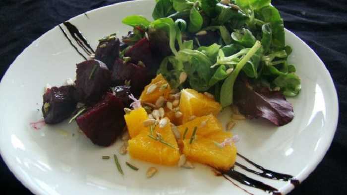 Ensalada de remolacha con cítricos y rábano
