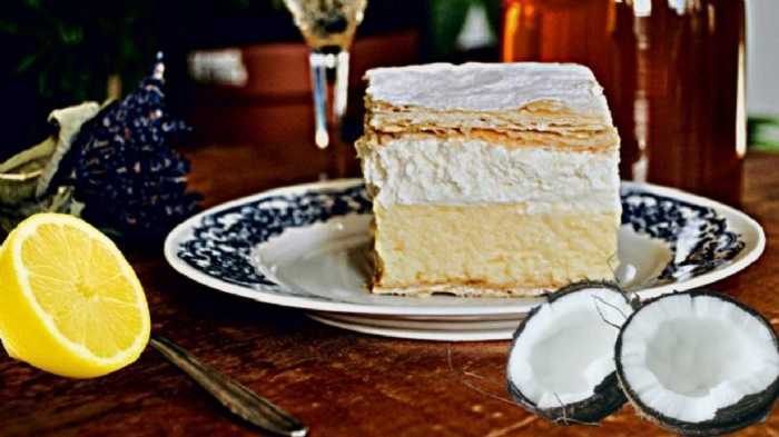 Pastel de coco con queso y limón