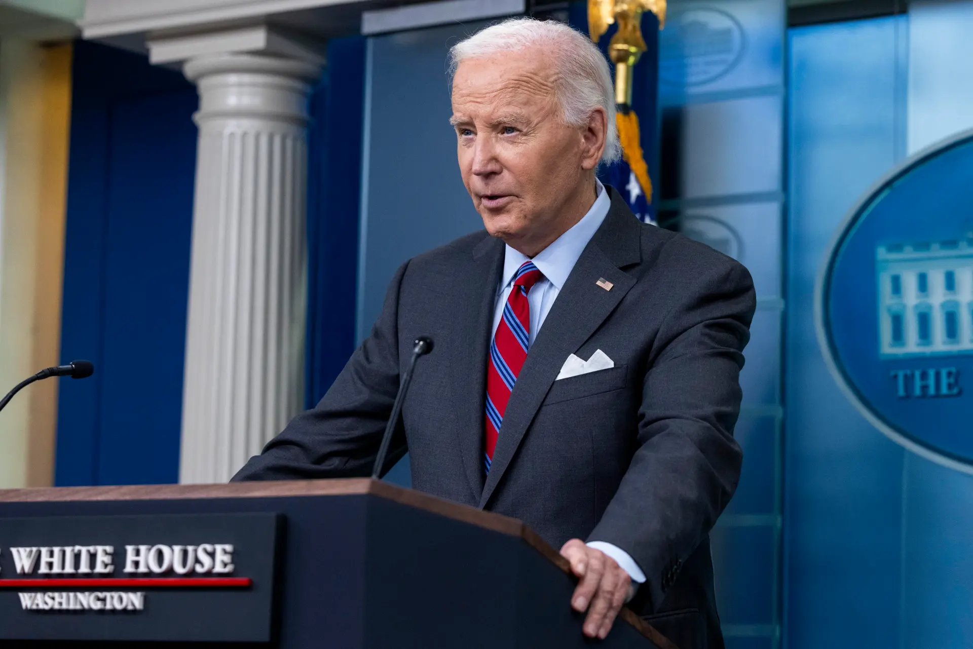 El presidente de EE.UU., Joe Biden, responde preguntas sobre Israel durante una rueda de prensa, este 4 de octubre de 2024, en la Casa Blanca, Washington. EFE/Shawn Thew