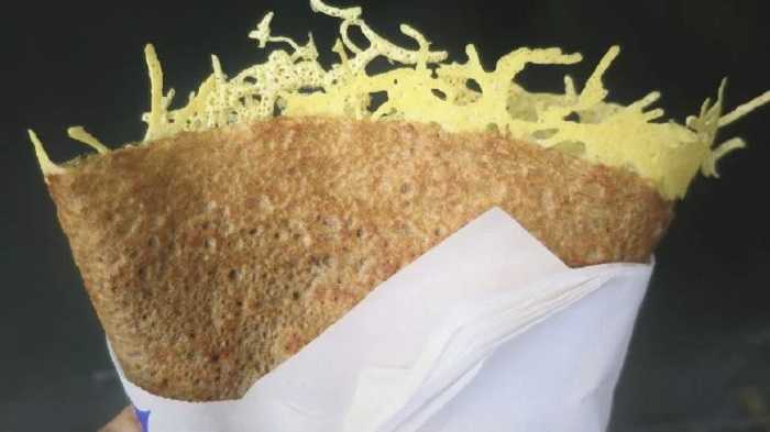 Crepas de avena con jamón y queso