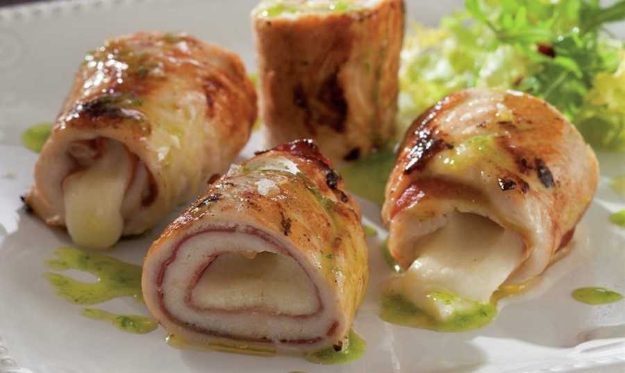 Rollitos de calabacín con pechuga de pavo