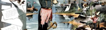 Caricatura satírica que apareció en la revista Judge en 1903: la Doctrina Monroe aplicada a Latinoamérica bajo ciertas condiciones.