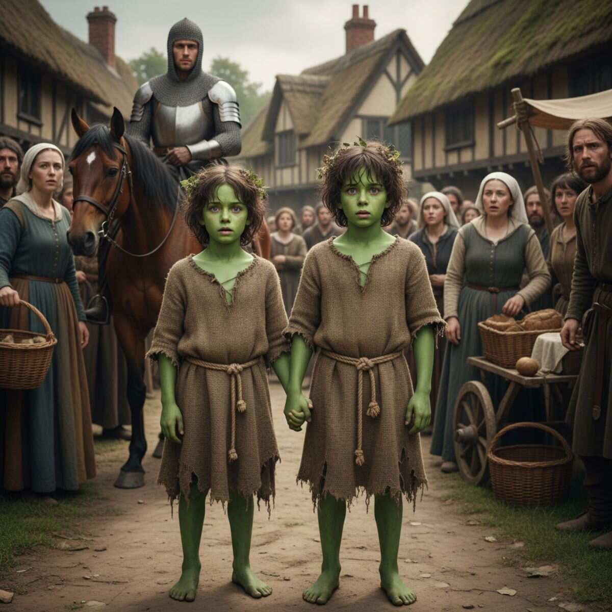 Niños verdes de Woolpit en Inglaterra medieval