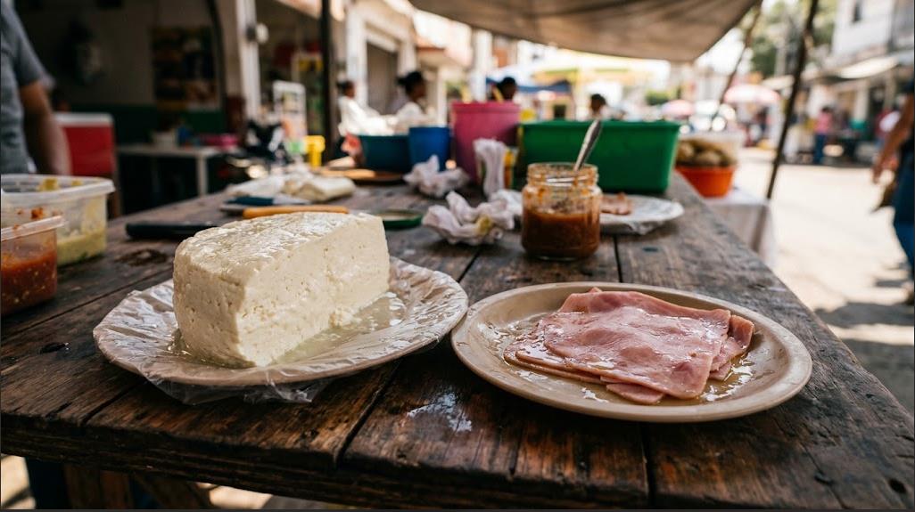 Comprar queso y jamón en la calle